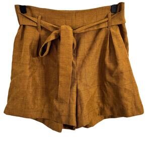 Have Los Angelas Brown Plaid Paperbag Belted High Waist Shorts Size Medium